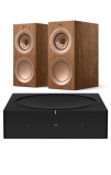 Sonos Wireless Amplifier with KEF R3 Meta Bookshelf speakers walnut