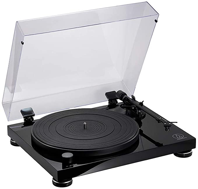 Audio Technica AT-LPW50PB Turntable Manual Belt Drive Wood Base Piano Black