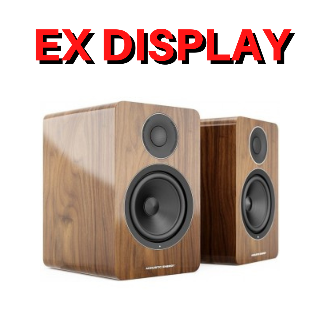 Acoustic Energy AE1 Active Piano Walnut Veneer Speakers - Pair with stands
