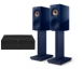 Sonos Wireless Amplifier with KEF R3 Meta Bookshelf speakers bluewith KEF s3 floor stands mineral