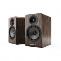 Acoustic Energy AE100² Speakers in Walnut - grille off