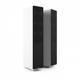 Acoustic Energy AE320 Floorstanding Speakers (Pair) in Piano Gloss White - grille on